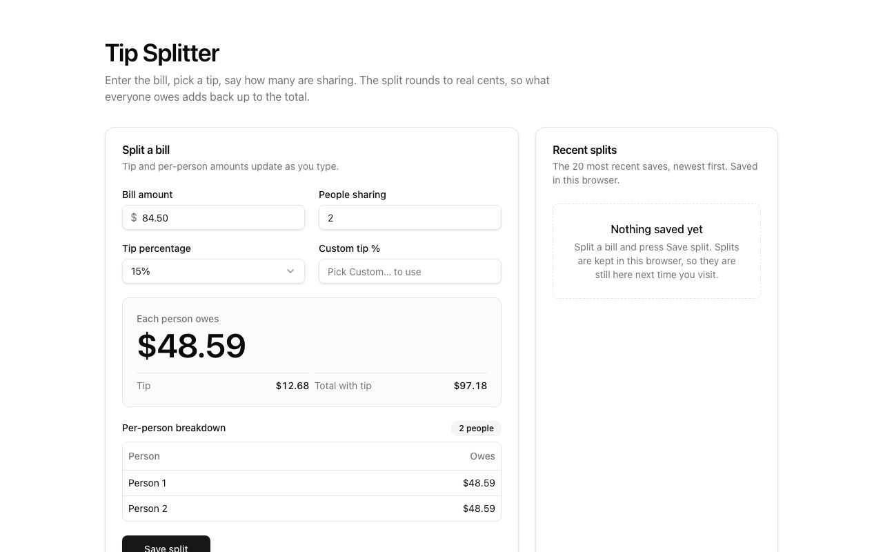 Tip Splitter, as it looks live